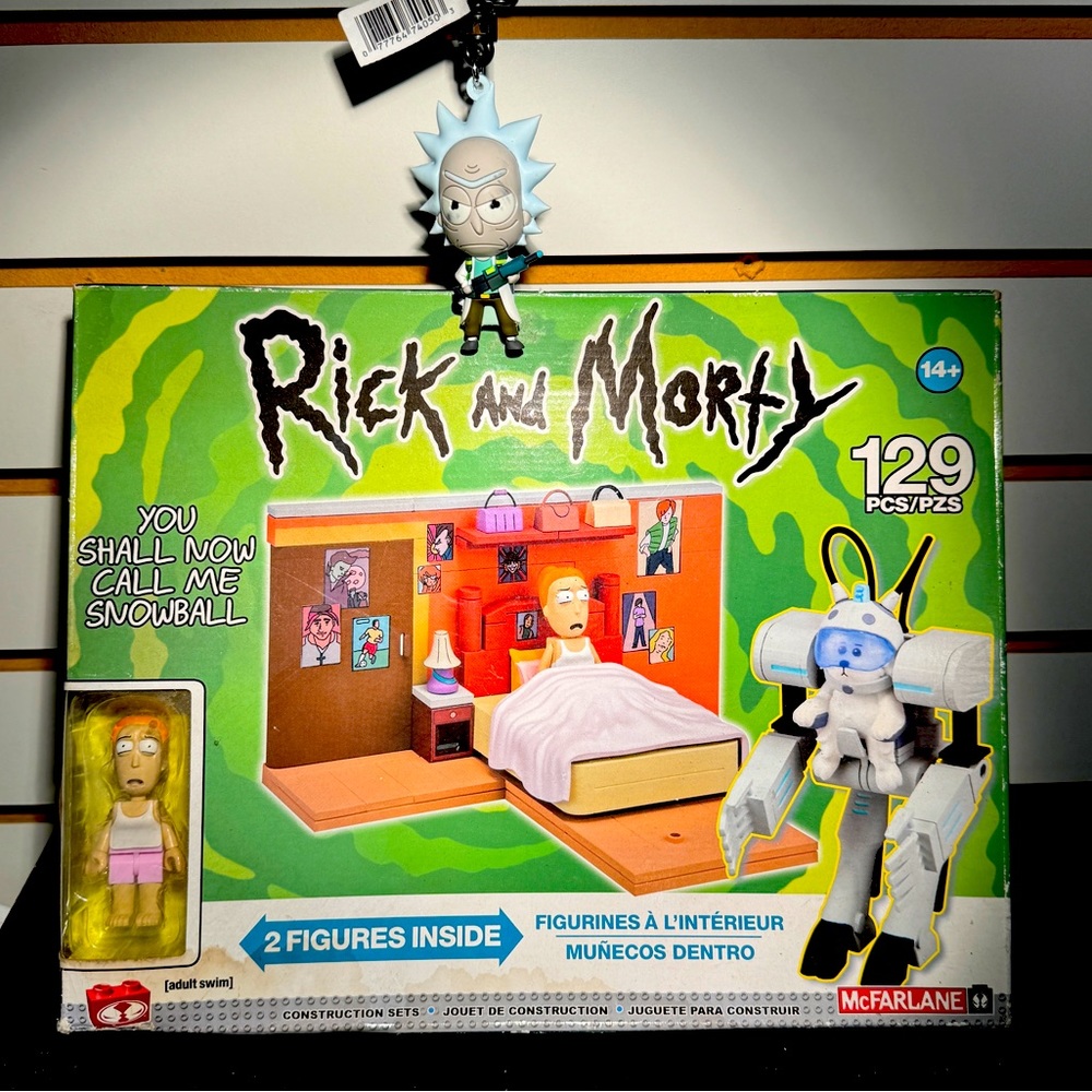 Rick and Morty Adult Swim Lego Set and Keychain Bundle NWT